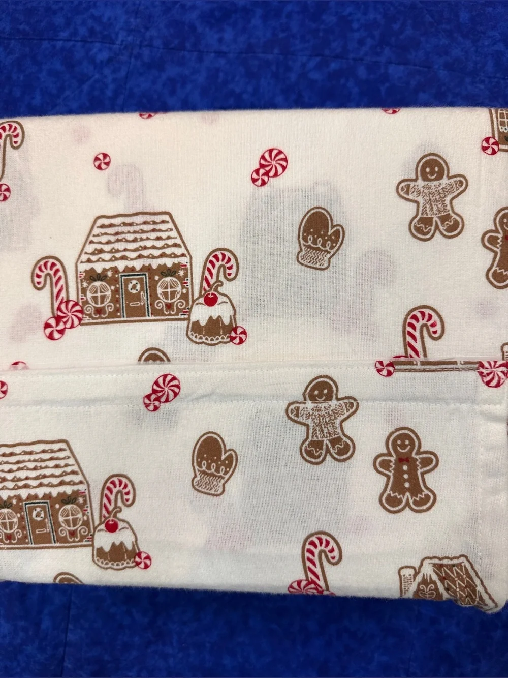 North Pole Twin Flannel Sheet Set Gingerbread Village 100% Cotton Holiday